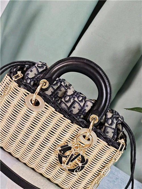 LADY D-JOY BAG SMALL Wicker and Dior Oblique Jacquard High