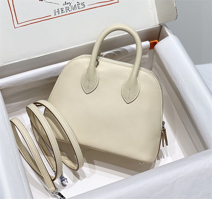 Hermes Bolide Mini Bag Evercolor calfskin WAX Craie Silver-Metal High