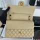 Medium CLASSIC HANDBAG Grained Calfskin Beige Gold Metal A