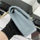 Medium CLASSIC HANDBAG Grained Calfskin Grey-Blue Gold Metal A