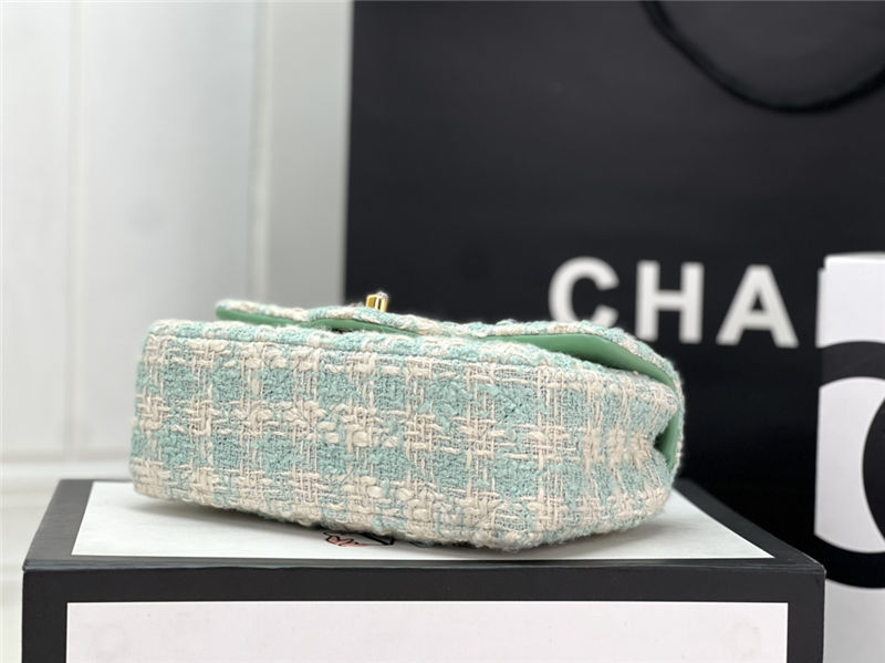 Chanel Mini Classic Flap Bag Tweed Green High