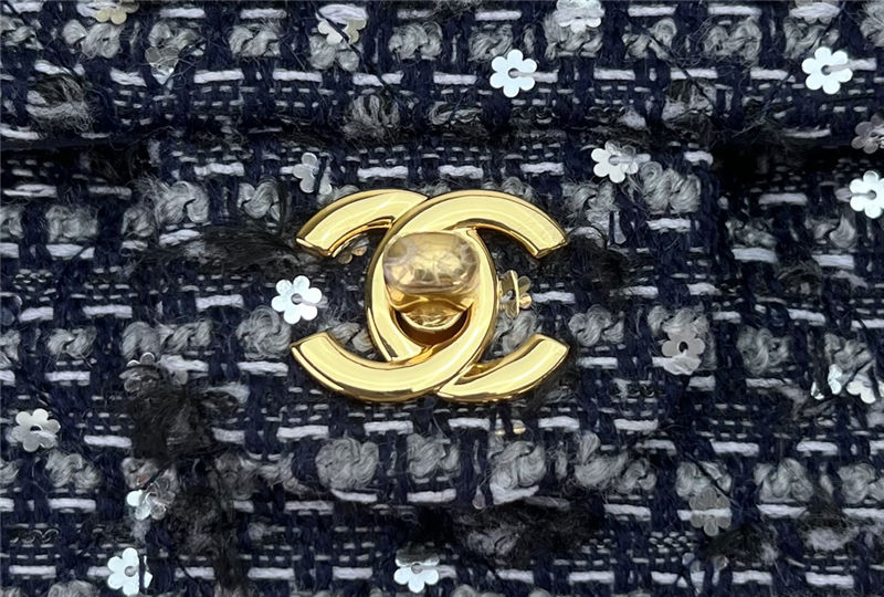 Chanel Mini Classic Flap Bag Tweed Navy-Blue High