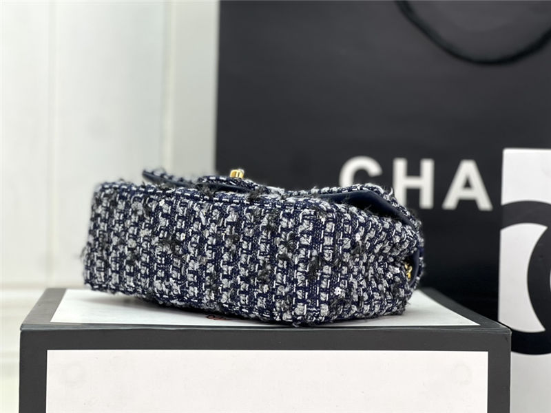 Chanel Mini Classic Flap Bag Tweed Navy-Blue High