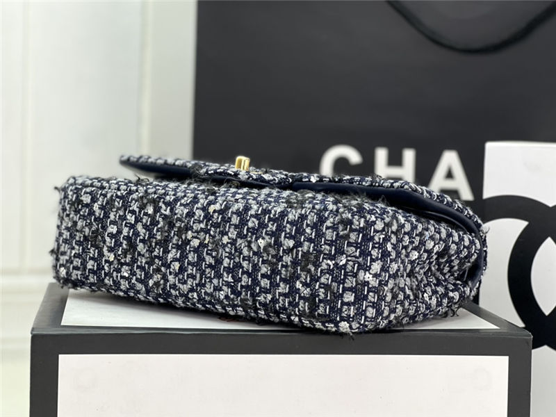 Chanel Medium Classic Flap Bag Tweed Navy-Blue High