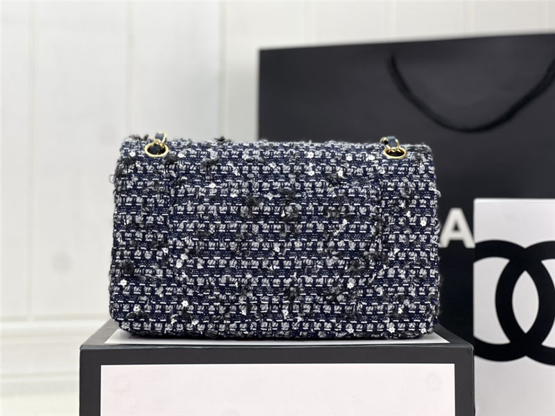 Chanel Medium Classic Flap Bag Tweed Navy-Blue High