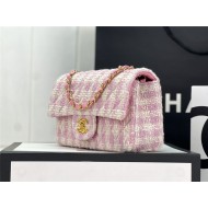 Chanel Mini Classic Flap Bag Tweed Pink-3 High