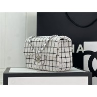 Chanel Mini Classic Flap Bag Tweed White High