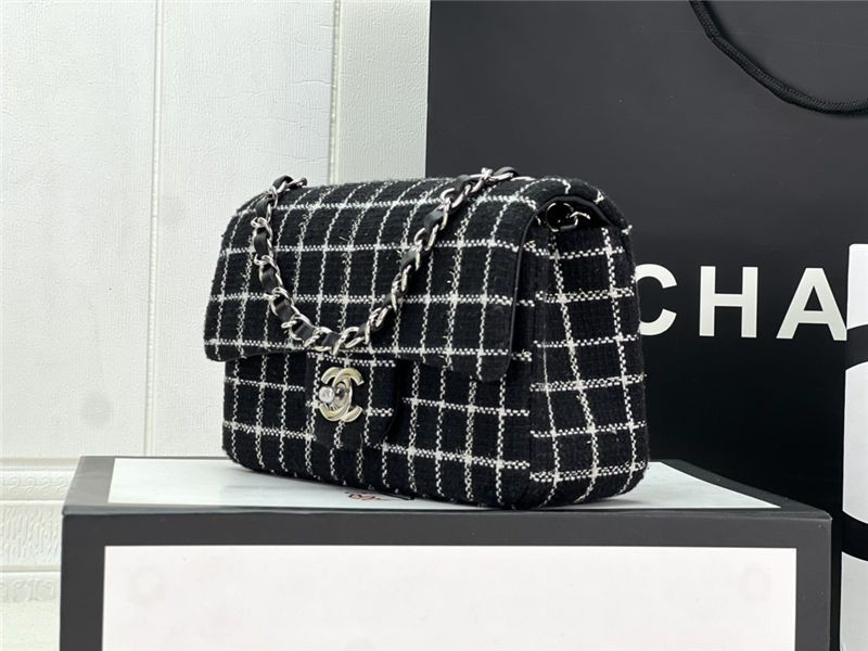 Chanel Mini Classic Flap Bag Tweed Black High