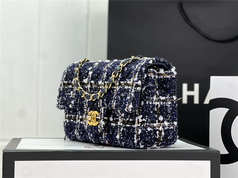 Chanel Mini Classic Flap Bag Tweed Navy-Blue High