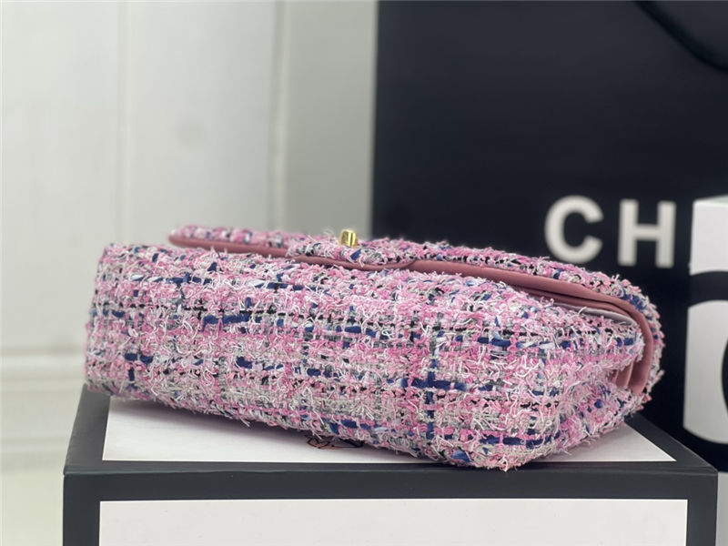 Chanel Medium Classic Flap Bag Tweed Pink/Blue High