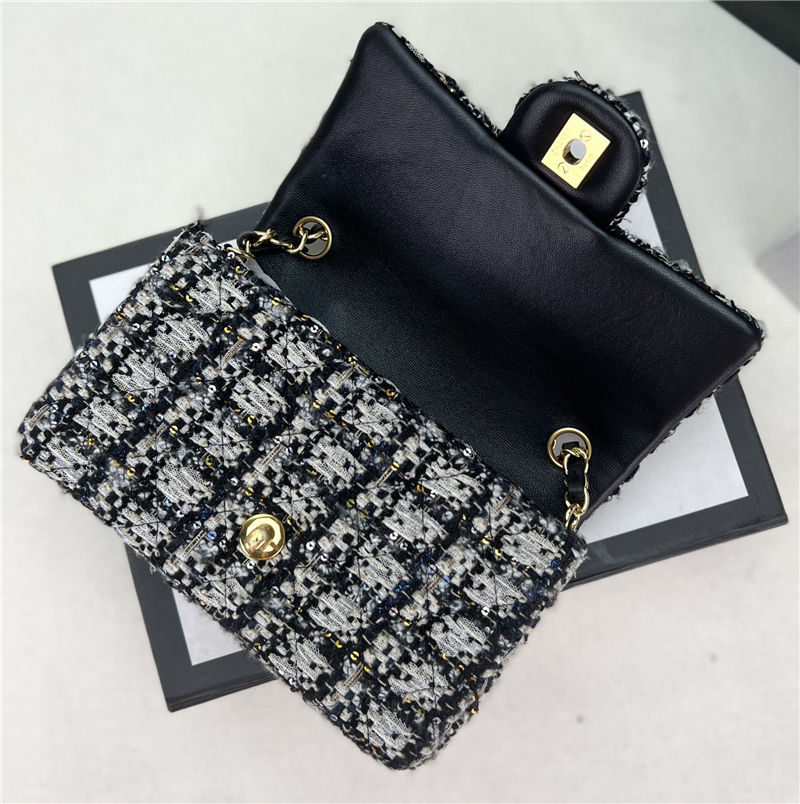 Chanel Mini Classic Flap Bag Tweed Black/Lace High