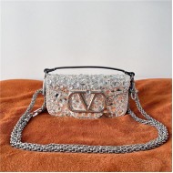 Valentino SMALL LOCÒ SHOULDER BAG WITH CRYSTALS High