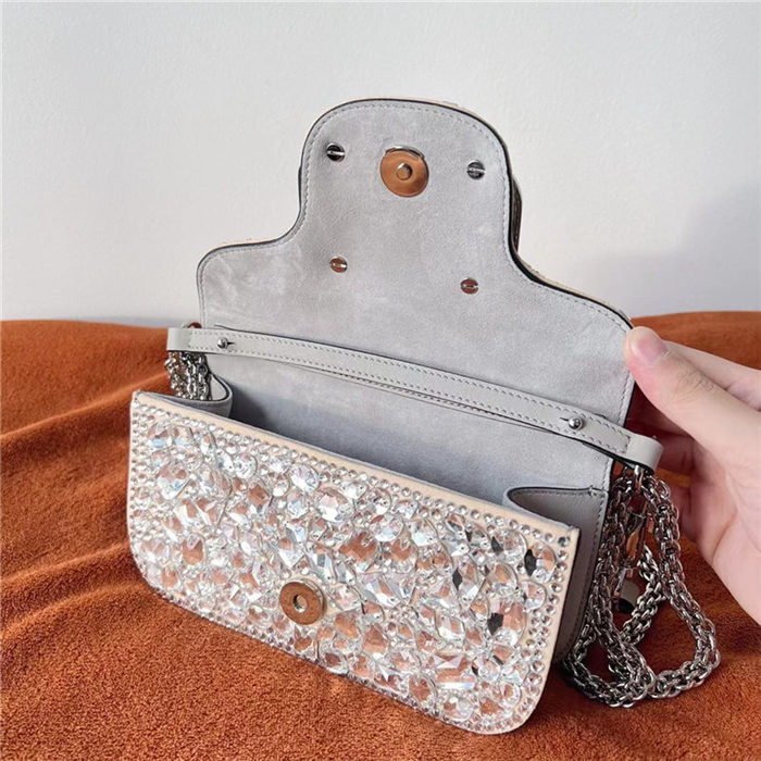 Valentino SMALL LOCÒ SHOULDER BAG WITH CRYSTALS High