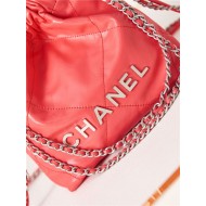 Chanel 22 MINI HANDBAG Shiny Calfskin Coral & Silver-Tone Metal AS3980 High