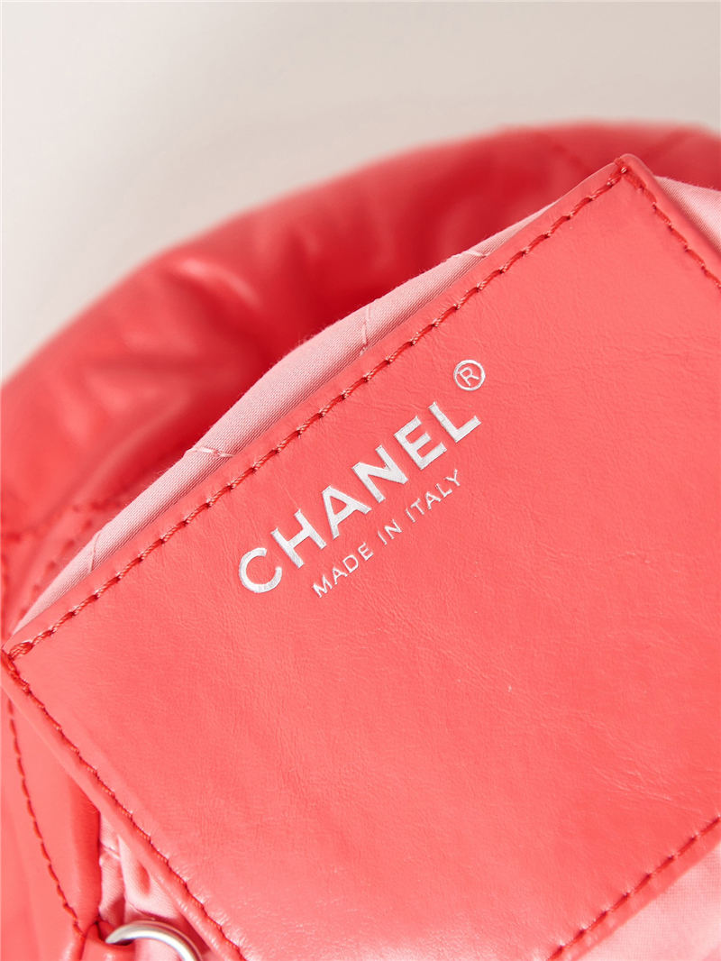 Chanel 22 MINI HANDBAG Shiny Calfskin Coral & Silver-Tone Metal AS3980 High