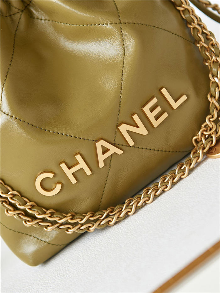 Chanel 22 MINI HANDBAG Shiny Calfskin Mustard & Gold-Tone Metal AS3980 High