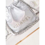 Chanel 22 MINI HANDBAG Shiny Calfskin Silver & Silver-Tone Metal AS3980 High