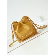 Chanel 22 MINI HANDBAG Shiny Calfskin Camel & Gold-Tone Metal AS3980 High