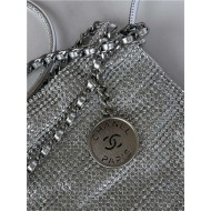 Chanel 22 MINI HANDBAG Shiny Calfskin Silver(diamonds) & Silver-Tone Metal AS3980 High