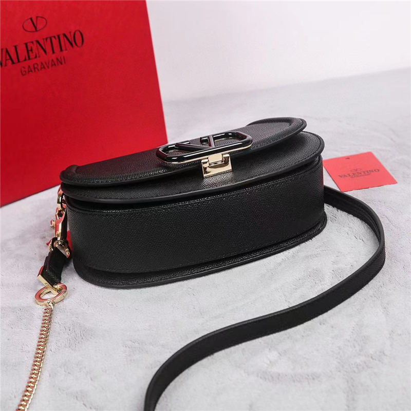 Valentino GARAVANI VSLING SHOULDER BAG IN GRAINY CALFSKIN Black High