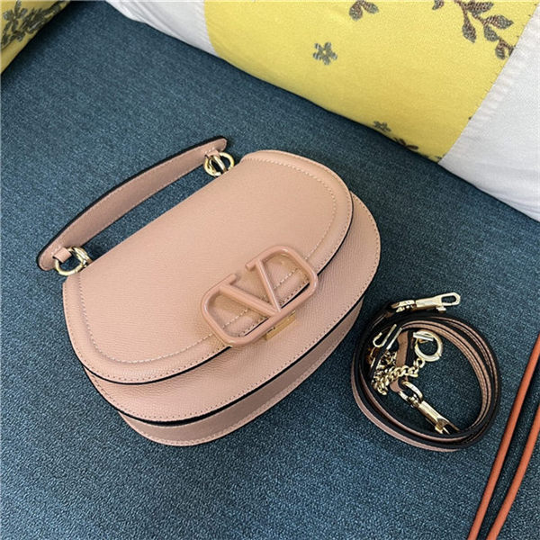 Valentino GARAVANI VSLING SHOULDER BAG IN GRAINY CALFSKIN ROSE CANNELLE High