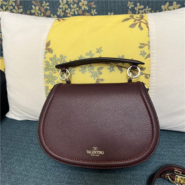 Valentino GARAVANI VSLING SHOULDER BAG IN GRAINY CALFSKIN Burgundy High