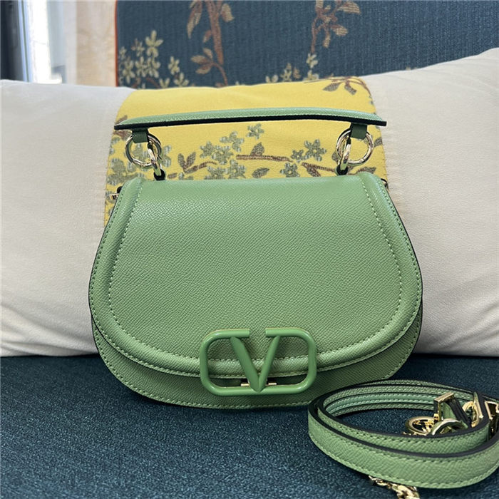 Valentino GARAVANI VSLING SHOULDER BAG IN GRAINY CALFSKIN CHARTREUSE High