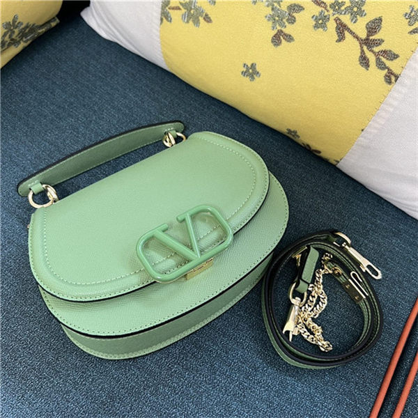 Valentino GARAVANI VSLING SHOULDER BAG IN GRAINY CALFSKIN CHARTREUSE High