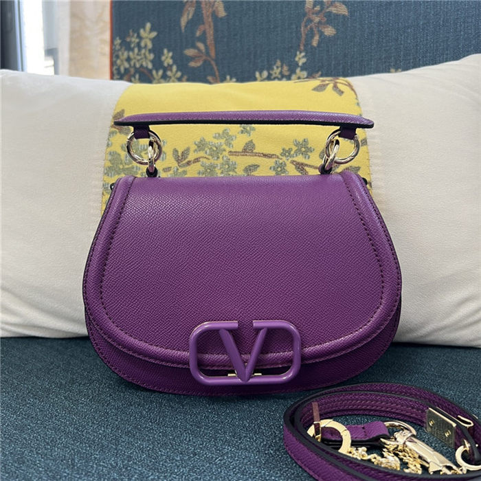 Valentino GARAVANI VSLING SHOULDER BAG IN GRAINY CALFSKIN Purple High