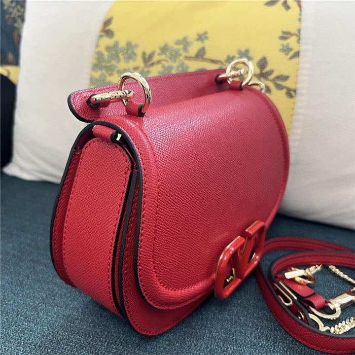 Valentino GARAVANI VSLING SHOULDER BAG IN GRAINY CALFSKIN Red High