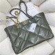 Chanel 19 SHOPPING BAG Shiny Lambskin, Gold-Tone, Silver-Tone & Ruthenium-Finish Metal AS3660 Olive High