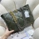 Chanel 19 SHOPPING BAG Shiny Lambskin, Gold-Tone, Silver-Tone & Ruthenium-Finish Metal AS3660 Olive High