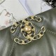 Chanel 19 SHOPPING BAG Shiny Lambskin, Gold-Tone, Silver-Tone & Ruthenium-Finish Metal AS3660 Olive High