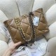 Chanel 19 SHOPPING BAG Shiny Lambskin, Gold-Tone, Silver-Tone & Ruthenium-Finish Metal AS3660 Caramel High