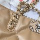 Chanel 19 SHOPPING BAG Shiny Lambskin, Gold-Tone, Silver-Tone & Ruthenium-Finish Metal AS3660 Caramel High