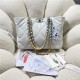 Chanel 19 SHOPPING BAG Shiny Lambskin, Gold-Tone, Silver-Tone & Ruthenium-Finish Metal AS3660 White High