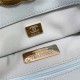 Chanel 19 SHOPPING BAG Shiny Lambskin, Gold-Tone, Silver-Tone & Ruthenium-Finish Metal AS3660 Blue High