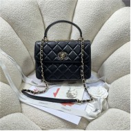 SMALL FLAP BAG WITH TOP HANDLE Lambskin Gold Metal A92236 Black A