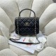 SMALL FLAP BAG WITH TOP HANDLE Lambskin Gold Metal A92236 Black A