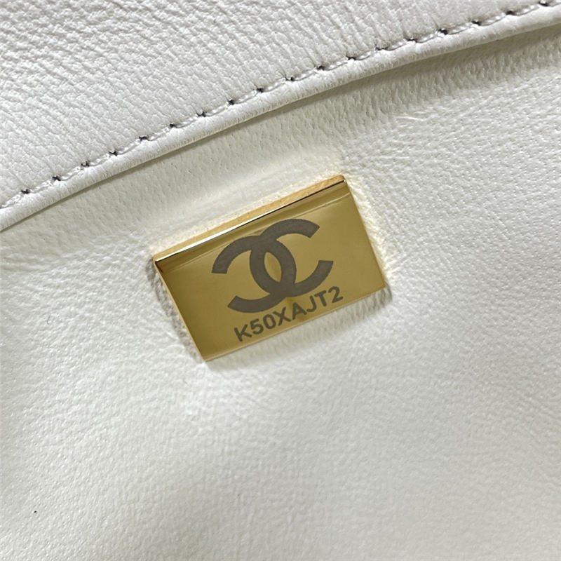 SMALL FLAP BAG WITH TOP HANDLE Lambskin Gold Metal A92236 White A