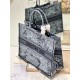 LARGE Dior BOOK TOTE Toile de Jouy Embroidery Denim Blue High