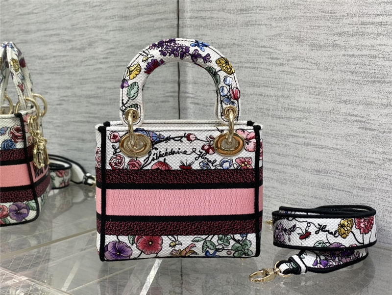 MINI LADY D-LITE BAG Florilegio Embroidery High