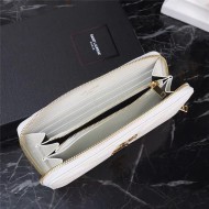 CASSANDRE MATELASSÉ ZIP AROUND WALLET IN GRAIN DE POUDRE EMBOSSED LEATHER White High