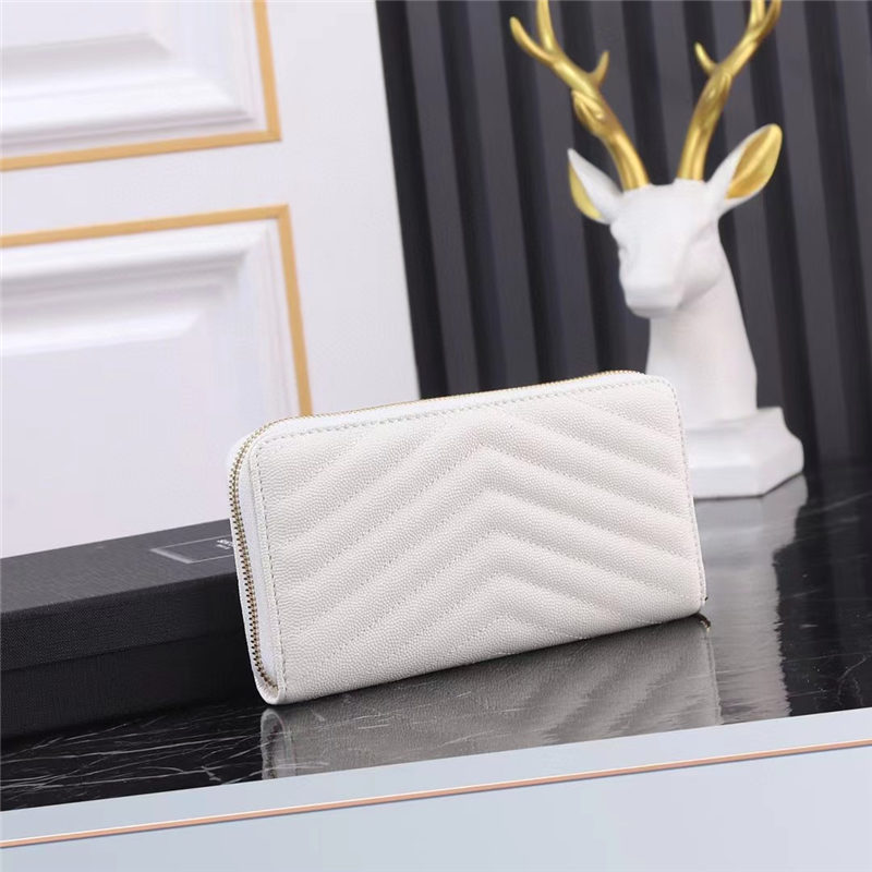 CASSANDRE MATELASSÉ ZIP AROUND WALLET IN GRAIN DE POUDRE EMBOSSED LEATHER White High