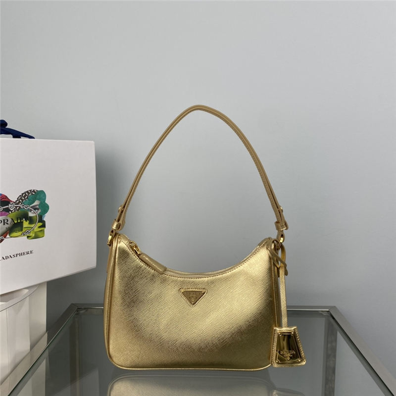 Prada Re-Edition Saffiano leather mini bag 1BC204 Gold High