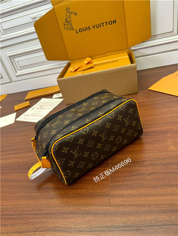 Louis Vuitton DOPP KIT TOILET POUCH Monogram Macassar coated canvas M46696 Top