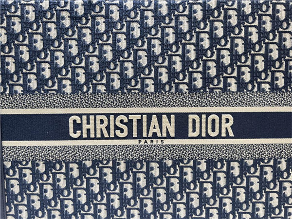 LARGE Dior BOOK TOTE Dior Oblique Embroidery Blue With Strap High