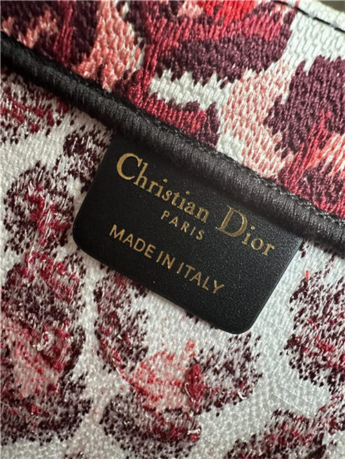 LARGE Dior BOOK TOTE Multicolor Mizza Embroidery Burgundy High