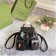 Gucci BAMBOO SMALL BACKPACK 702101 Leather Black High