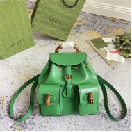 Gucci BAMBOO SMALL BACKPACK 702101 Leather Green High